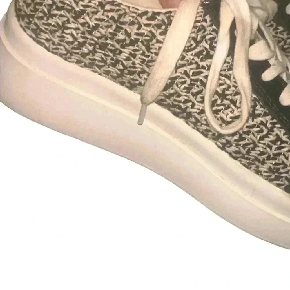 Yellow box size 7.5 Eldra crochet tweed & pvc black leather platform shoe - Picture 6 of 7